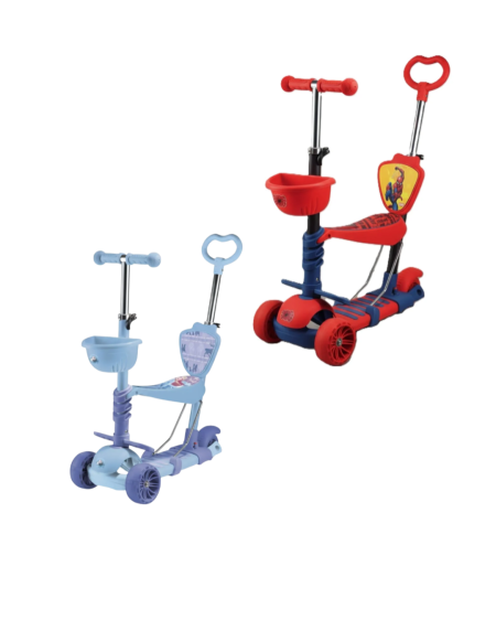 سكوتر أطفال 3 في 1 مع مقعد ومقبض للأهل