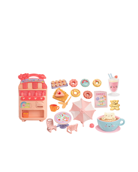 طقم كافيه حلويات للأطفال – ماكينة مشروبات + دونات وإكسسوارات (Pretend Play Café Set)