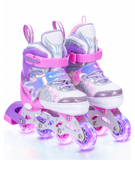 🛼 حذاء تزلج أطفال (سكيت) بعجلات مضيئة ومقاس قابل للتعديل- Skates Roller