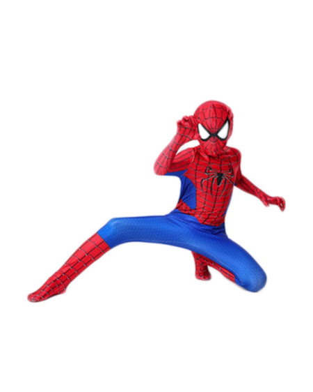 🕷️ زي سبايدرمان للأطفال – بدلة كاملة مع قناع ❤️💙