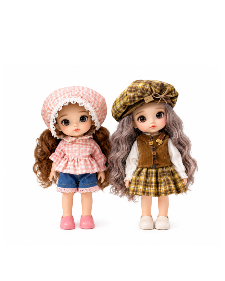 👧🎀 دمية  الأنمي مع ملابس وقبعة