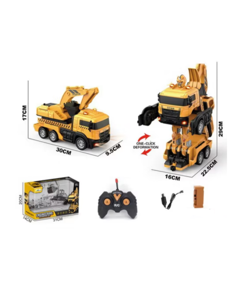 🤖🚜 حفارة أشغال متحولة إلى روبوت بالريموت كنترول – Engineering Deformation Car