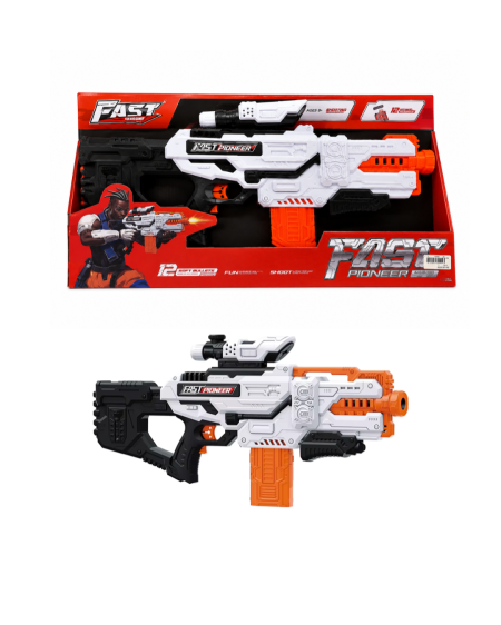 مسدس فاست بايونير الكهربائي للأطفال مع منظار و36 طلقة إسفنجية – Fast Pioneer Electric Soft Bullet Gun