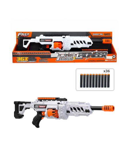 رشاش فاست بايونير الكهربائي للأطفال مع 36 طلقة إسفنجية – Fast Pioneer Electric Soft Bullet Gun