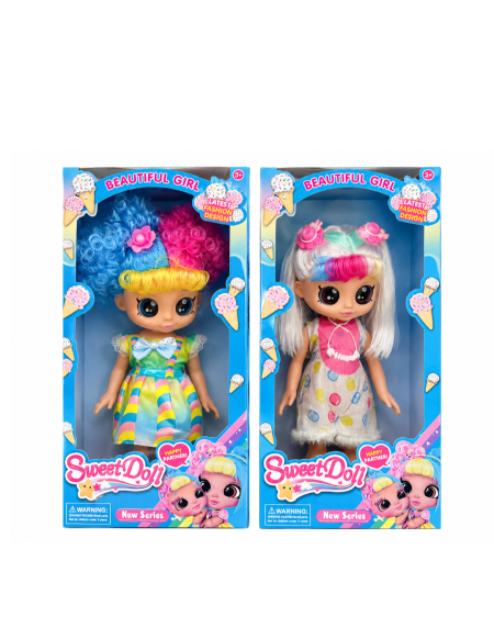 دمية Sweet Doll بالشعر الملون والفستان المرح