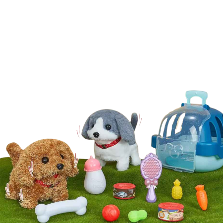 🐾 Plush Pet Mini – الكلب الأليف الصغير مع بيت وإكسسوارات