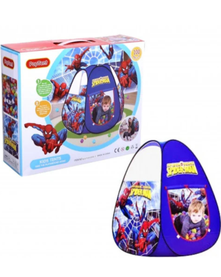 🕷️ خيمة سبايدرمان للأطفال مع 100 كرة ملونة – Spider-Man Pop-Up Tent 💙❤️