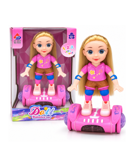 لعبة بنت على هوفربورد وردي مع موسيقى وإضاءة 🛴🎀