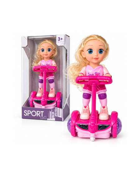 دمية البنت الرياضية على هوفربورد مع مقود مضيء 🎀🛴