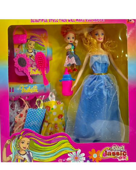 👩‍👧 دمية الأم والطفلة – Girl Classic Fashion Set 💙