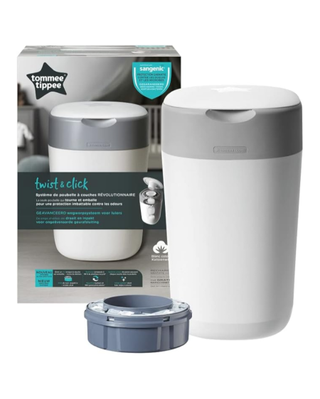 سلة حفاضات Tommee Tippee Twist & Click – مانعة للروائح 🧷👶