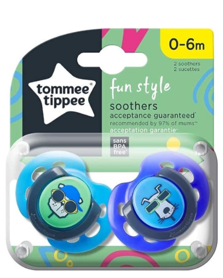 🍼 لهاية أطفال Tommee Tippee Fun Style 0–6 أشهر – طقم 2 👶🎨