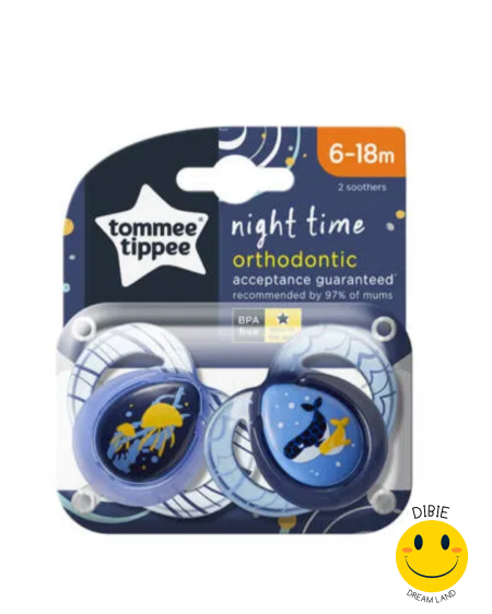 🌙🍼 لهاية أطفال Tommee Tippee Night Time أورثودونتيك 6–18 شهر✨👶