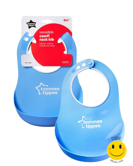 👶🍽️ مريلة أطفال Tommee Tippee Essentials Comfi-Neck مع جيب تجميع – من 6 أشهر+ 💙