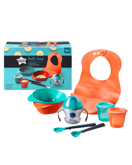 🍽️👶 طقم تغذية الأطفال Tommee Tippee Hello Food – مجموعة الفطام الكاملة من 4 أشهر+ 🧡